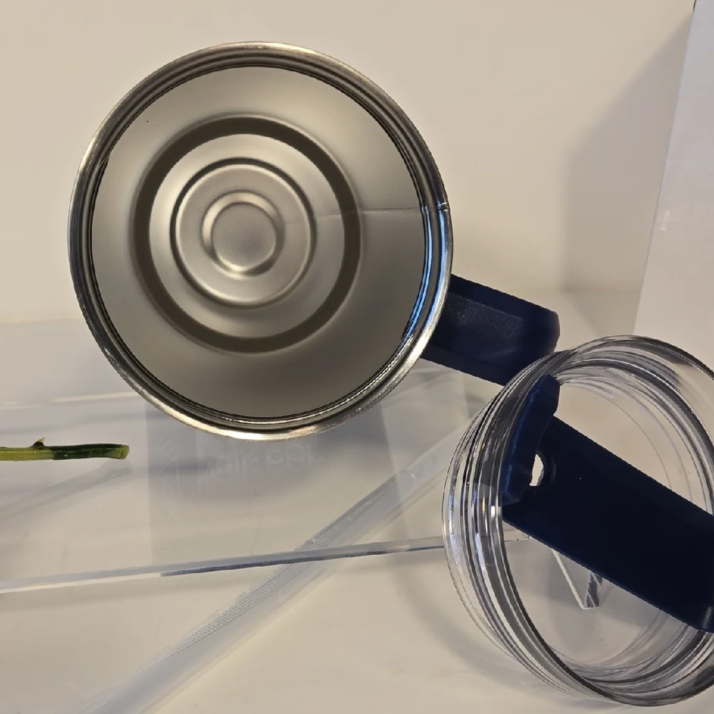40oz Blue Stainless Steel Travel Mug • Handle + Straw • NWT RMHC Walk for Kids